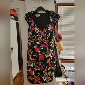 Kay Unger Beaded Floral Sheath Dress